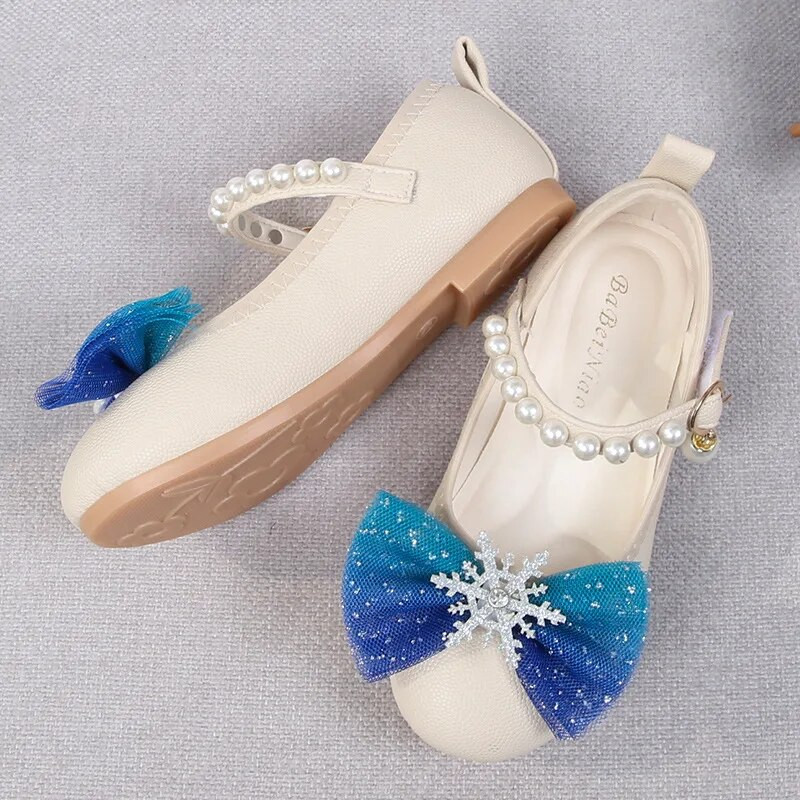 Meitenes Mary Janes Rhinestone Snow Four Seasons Kids Princess Ādas apavi Moderna Mode Pērļošana Bērnu ballīšu kleita Plakanas kurpes