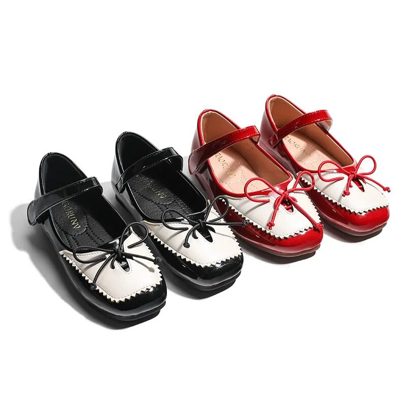 Ležerne cipele za djevojčice Princess Cipele s leptir mašnom Cipele s ravnom potpeticom Modne neklizajuće dječje kožne cipele Proljeće Jesen S petljom