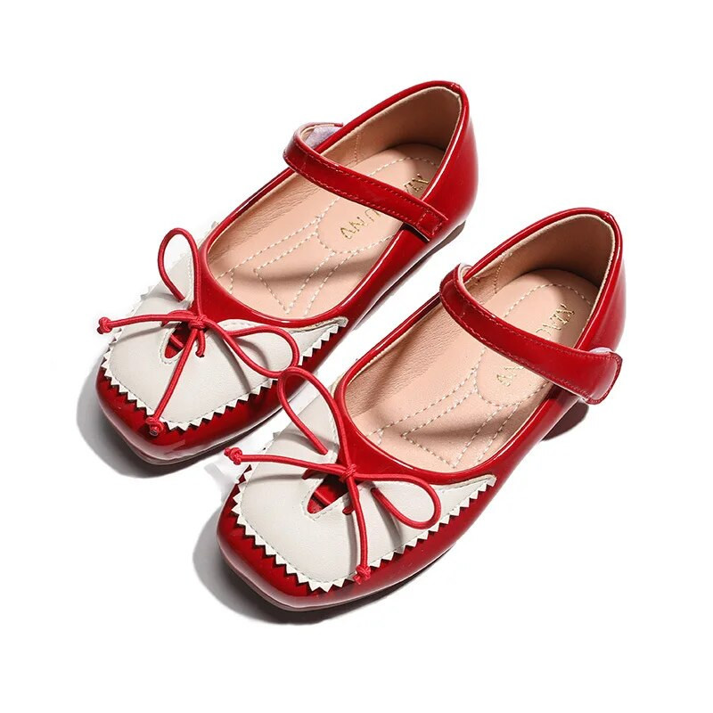 Ležerne cipele za djevojčice Princess Cipele s leptir mašnom Cipele s ravnom potpeticom Modne neklizajuće dječje kožne cipele Proljeće Jesen S petljom