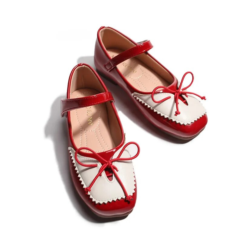 Ležerne cipele za djevojčice Princess Cipele s leptir mašnom Cipele s ravnom potpeticom Modne neklizajuće dječje kožne cipele Proljeće Jesen S petljom