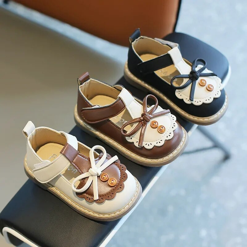 Gyerek divat lányok bőrcipők őszi csípős, kerek orrú, lapos Elegáns, sokoldalú Lolita stílusú gyerekcipők hercegnőknek