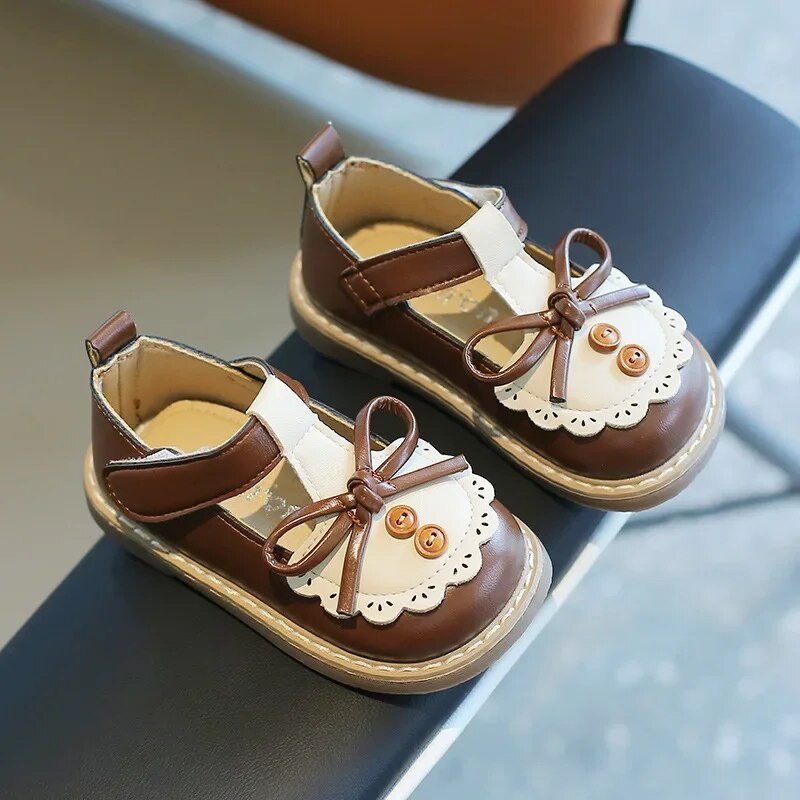 Gyerek divat lányok bőrcipők őszi csípős, kerek orrú, lapos Elegáns, sokoldalú Lolita stílusú gyerekcipők hercegnőknek