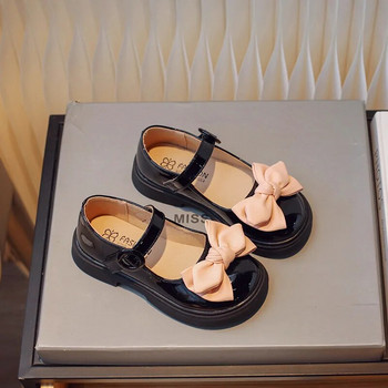 Παπούτσια για κορίτσια Γλυκό παπιγιόν Κομψό χοντρό Παιδικό Πριγκίπισσα Μαίρη Τζέινς γυαλιστερό δέρμα PU μαύρο μπεζ Παιδικά φθινοπωρινά παπούτσια