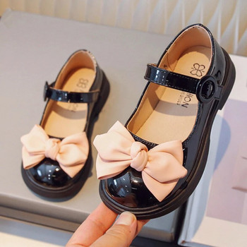 Обувки за момичета Сладък бантик Елегантни буци Детски принцеса Мери Джейнс Гланцова PU кожа Черни бежови Детски есенни обувки с примка