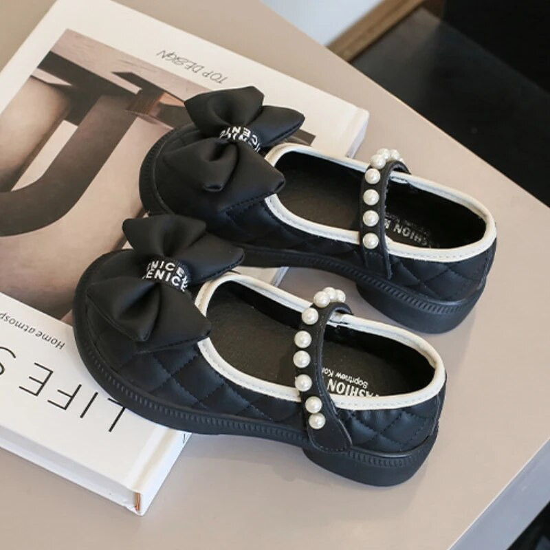Modes Kids Mary Jane Apavi Rudens Neslīdoši Elpojoši Bērnu Princešu Apavi Bowknot Biezas zoles Causal Meiteņu ādas apavi