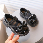 Jesen 2023. Djevojačke kožne cipele Mary Jane Fashion Sjajna mašna Dječje cipele za princeze za scenski nastup Dječje plesne pojedinačne cipele