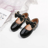 Väikelapsed Tüdrukud Mustad Kingad Lastele Libisemiskindlad Nahast Laste Kleit Kingad Pehme tallaga Printsess Magus suure liblikasõlmega Uus