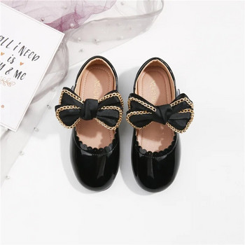 Παιδικά παπούτσια για μικρά κορίτσια μαύρα Παιδικά φλατ Αντιολισθητικά δερμάτινα παιδικά παπούτσια φόρεμα μαλακή σόλα Princess Sweet με μεγάλη πεταλούδα καινούργιο