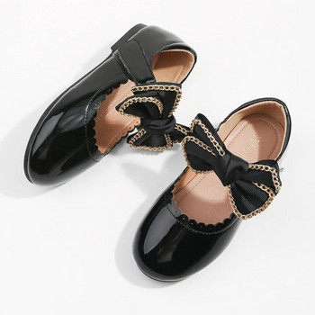 Παιδικά παπούτσια για μικρά κορίτσια μαύρα Παιδικά φλατ Αντιολισθητικά δερμάτινα παιδικά παπούτσια φόρεμα μαλακή σόλα Princess Sweet με μεγάλη πεταλούδα καινούργιο