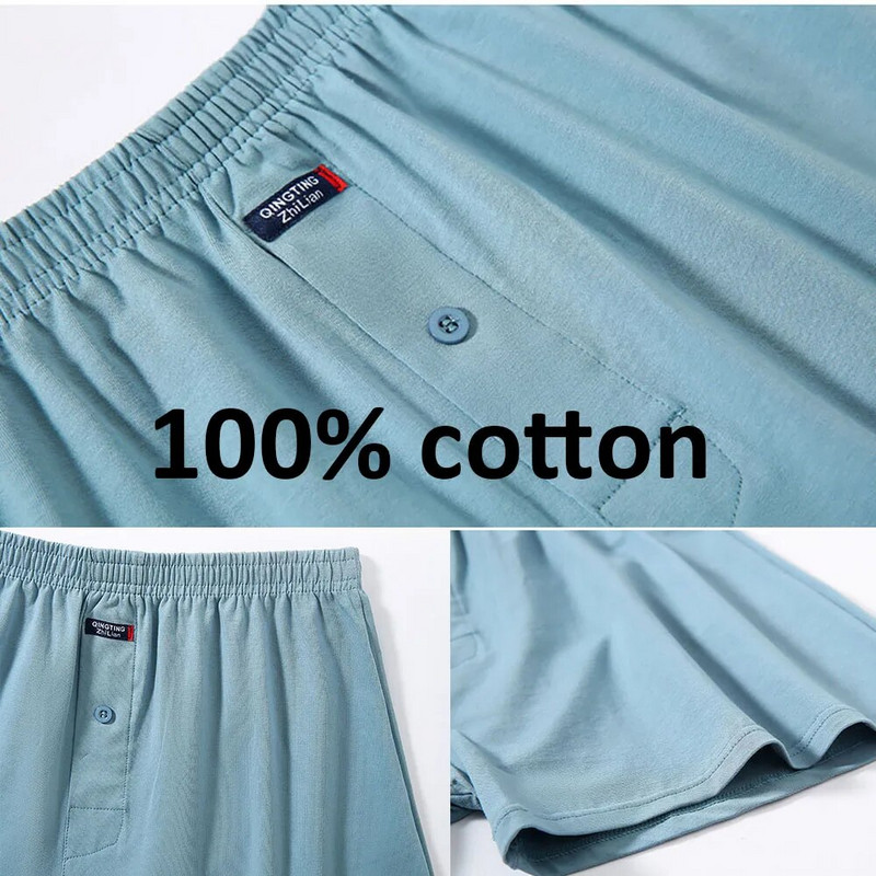 Pidžama hlače od 100% pamuka 4XL Široke udobne bokserice i gaćice Prozračne donji dio međunožja na kopčanje Muške gaćice Donje rublje za spavanje