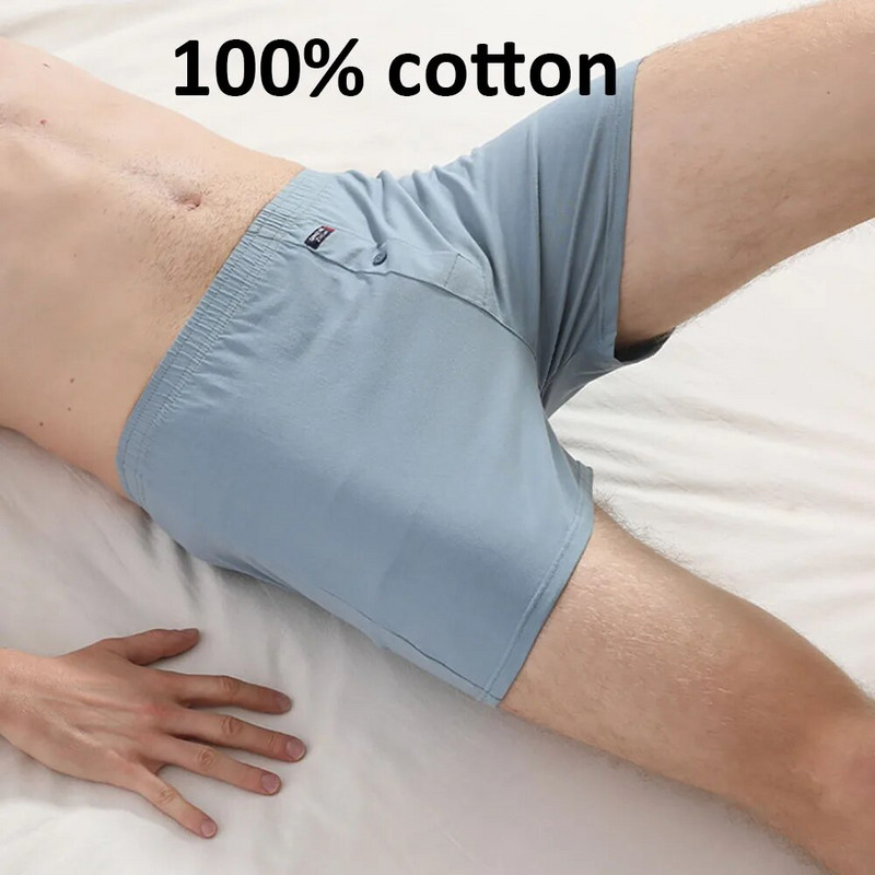 Pidžama hlače od 100% pamuka 4XL Široke udobne bokserice i gaćice Prozračne donji dio međunožja na kopčanje Muške gaćice Donje rublje za spavanje