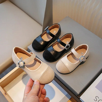 Обувки за момиче Black Mary Jane 2023 Пролет Есен Нови прости детски пачуърк кожени обувки Модни меки ежедневни детски обувки на принцеса