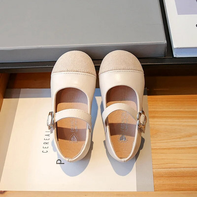 Djevojčice Black Mary Jane Cipele 2023. Proljeće Jesen Nove jednostavne dječje patchwork kožne cipele Modne princeze Meke ležerne dječje cipele