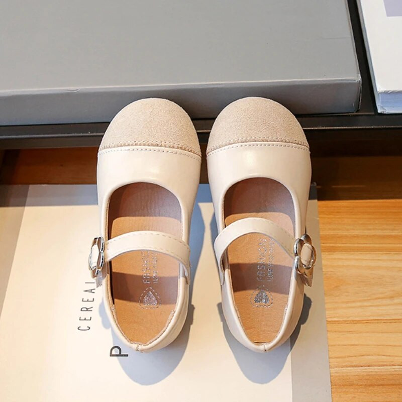 Djevojčice Black Mary Jane Cipele 2023. Proljeće Jesen Nove jednostavne dječje patchwork kožne cipele Modne princeze Meke ležerne dječje cipele