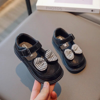 Meiteņu ādas apavi 2023. g. Pavasaris Rudens Jauns Bērnu Modes Princeses Bowknot Daudzpusīgas, seklas, vienkāršas bērnu apavi Mary Jane