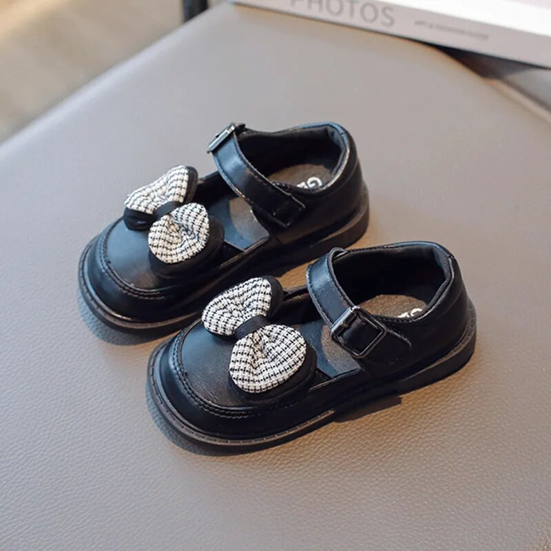 Meiteņu ādas apavi 2023. g. Pavasaris Rudens Jauns Bērnu Modes Princeses Bowknot Daudzpusīgas, seklas, vienkāršas bērnu apavi Mary Jane