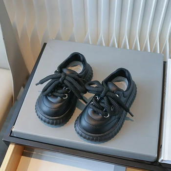 2023 Нови есенни плоски маратонки Момчешки обувки Меко дъно Обувки за ходене за момичета Обувки на платформа Развлекателни обувки от PU кожа Дете G10141