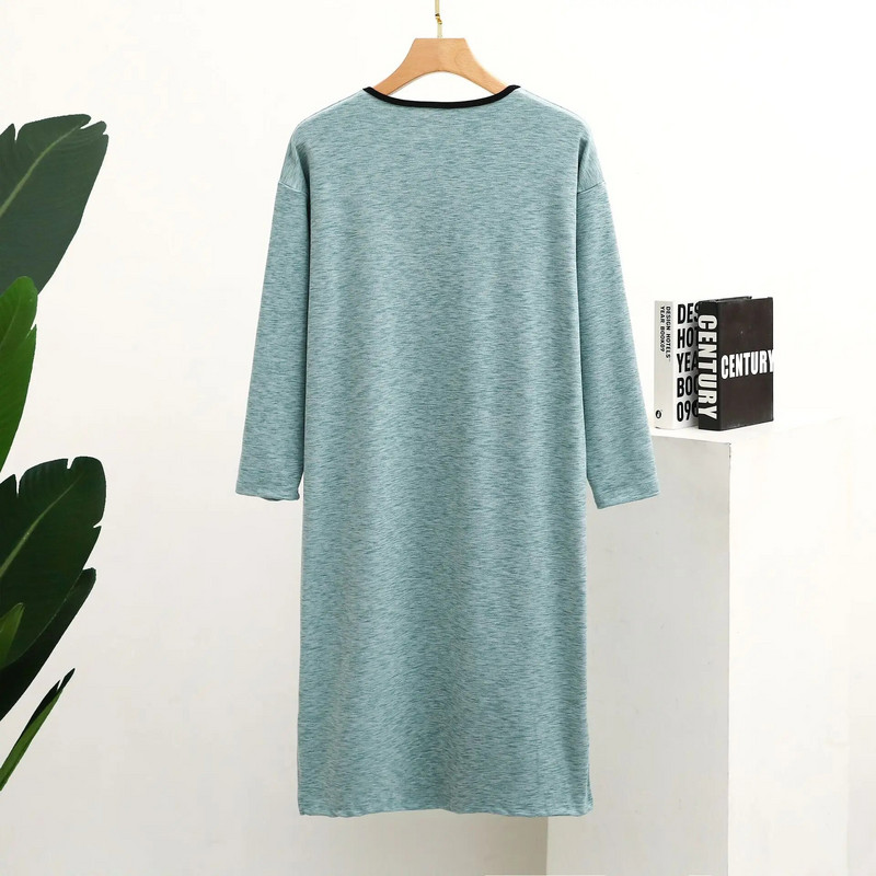 Őszi és téli színes vastagított gombos gallér hosszú ujjú molett egyrészes pizsama otthoni szabadidő fürdőköpeny hálóing