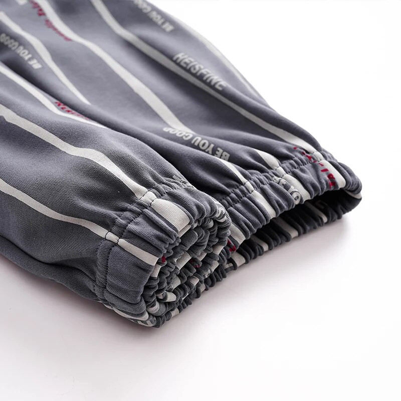 Velika veličina L-3XL Jesenski pleteni pamučni komplet pidžama Muška odjeća za spavanje dugih rukava Noćna odijela na pruge Pidžame Domaća odjeća