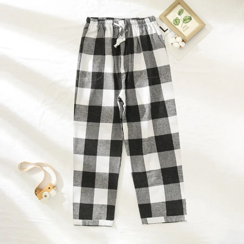 Pidžama hlače Muške flanelske pamučne jesenske i zimske četkane karirane duge hlače Topla kućna odjeća Hlače Muška spavaća odjeća Pidžama Homme