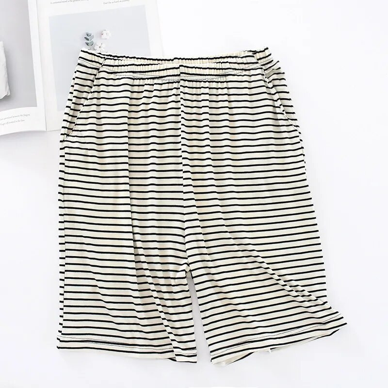 Ljetne muške pidžame Prevelike široke kućne kratke hlače s pet točaka, ležerne, tanke, modalne pruge, prozračne kućne hlače