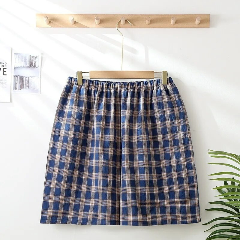 100 KG nove ljetne muške kratke hlače od 100% pamučne tkanine, tanke, prozračne, veće veličine, jednostavne rešetkaste kućne hlače, pidžame, hlače za spavanje