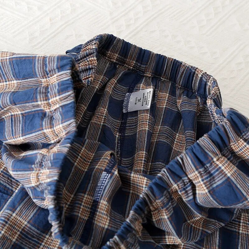 100 KG nove ljetne muške kratke hlače od 100% pamučne tkanine, tanke, prozračne, veće veličine, jednostavne rešetkaste kućne hlače, pidžame, hlače za spavanje