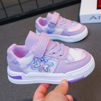 Детски маратонки Butterfly Sweet Girls Sneakers Hook & Loop Spring Simple 2023 Детски обувки Princess Ежедневни спортни обувки Корейски