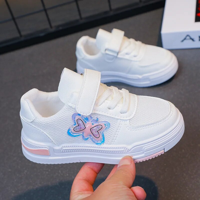 Dječje tenisice Butterfly Sweet Girls Sneakers Hook & Loop Spring Simple 2023 Dječje cipele Princess Ležerne sportske cipele Korean