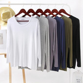 Nova modalna muška pidžama s okruglim izrezom, ležerna majica dugih rukava, velike veličine, široke jednobojne majice, odjeća za kućne usluge, muška odjeća