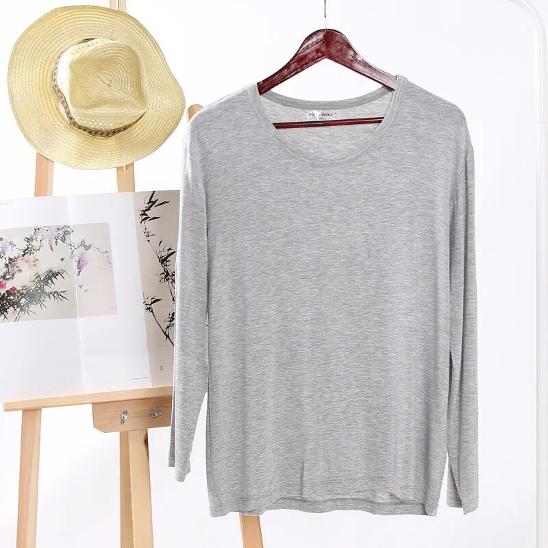 Nova modalna muška pidžama s okruglim izrezom, ležerna majica dugih rukava, velike veličine, široke jednobojne majice, odjeća za kućne usluge, muška odjeća