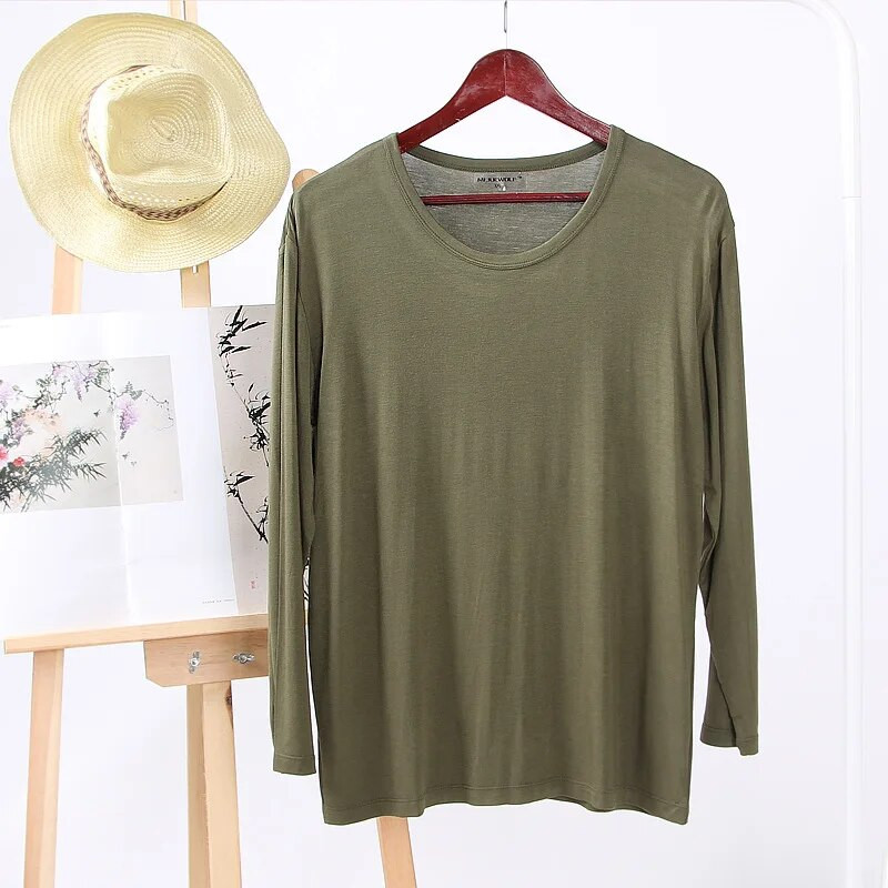 Nova modalna muška pidžama s okruglim izrezom, ležerna majica dugih rukava, velike veličine, široke jednobojne majice, odjeća za kućne usluge, muška odjeća