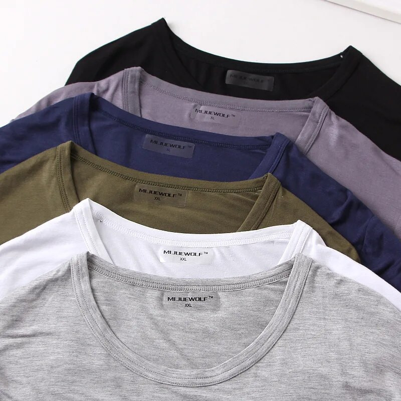 Nova modalna muška pidžama s okruglim izrezom, ležerna majica dugih rukava, velike veličine, široke jednobojne majice, odjeća za kućne usluge, muška odjeća