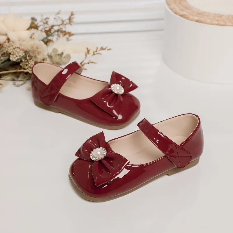Djevojčice Mary Jane cipele s četvrtastim prstima Biserne ravne jesenske dječje elegantne dječje cipele Dječje Princess plitke PU prozračne kožne cipele