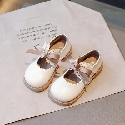 Jesenske cipele za djevojčice Black Mary Jane Modne svestrane kožne cipele s leptir-mašnom za princeze Dječje ravne cipele Dječje cipele na kuku i petlju