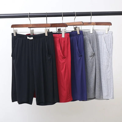 Fdfklak Pantaloni scurti de vară pentru dormit bărbați Pantaloni scurți moale pentru acasă pentru bărbați Pantaloni de pijama negru/gri Moda Plus L-4XL