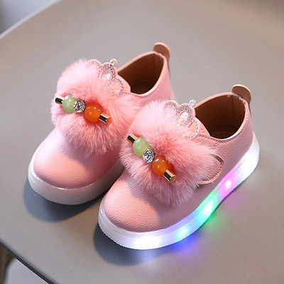 Modne, male, dojenčadi, bebe, djevojčice, kožne LED svjetiljke, mekane svjetleće sportske tenisice Cipele za princeze Slatke dječje ležerne cipele