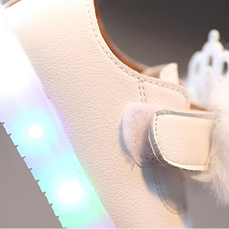 Modne, male, dojenčadi, bebe, djevojčice, kožne LED svjetiljke, mekane svjetleće sportske tenisice Cipele za princeze Slatke dječje ležerne cipele