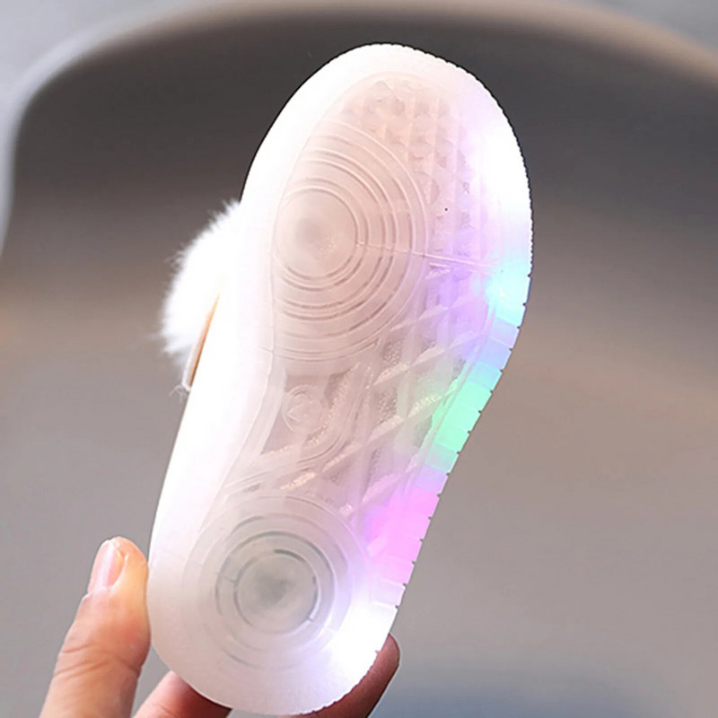 Modne, male, dojenčadi, bebe, djevojčice, kožne LED svjetiljke, mekane svjetleće sportske tenisice Cipele za princeze Slatke dječje ležerne cipele