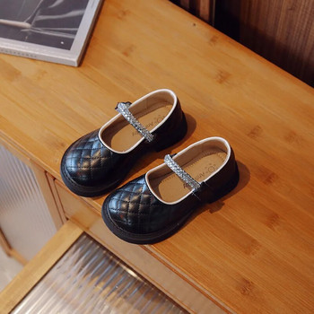 Δερμάτινα παπούτσια για κορίτσια Μόδα στρας Παιδικά σχολικά παπούτσια Princess Μαύρα παχιά σόλα Παιδικά Mary Janes Φοιτητική Ευέλικτη