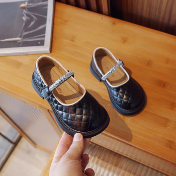 Δερμάτινα παπούτσια για κορίτσια Μόδα στρας Παιδικά σχολικά παπούτσια Princess Μαύρα παχιά σόλα Παιδικά Mary Janes Φοιτητική Ευέλικτη