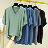 Modal T-shirt kratkih rukava Majice za spavanje za muškarce Ljeto Tanke široke velike veličine Donje rublje s V-izrezom Majice za spavanje Muška odjeća