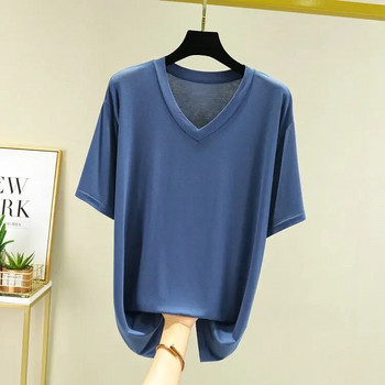 Μοντάλ κοντομάνικο μπλουζάκι Sleep tops για ανδρικά καλοκαιρινά Λεπτά εσώρουχα με λαιμόκοψη V-λαιμόκοψη Μπλουζάκι Πυζόνια Ανδρικά ρούχα