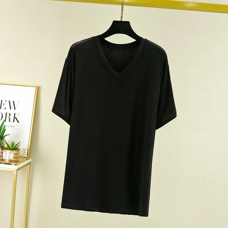 Modal T-shirt kratkih rukava Majice za spavanje za muškarce Ljeto Tanke široke velike veličine Donje rublje s V-izrezom Majice za spavanje Muška odjeća