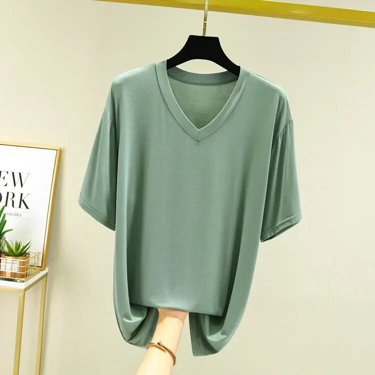 Modal T-shirt kratkih rukava Majice za spavanje za muškarce Ljeto Tanke široke velike veličine Donje rublje s V-izrezom Majice za spavanje Muška odjeća