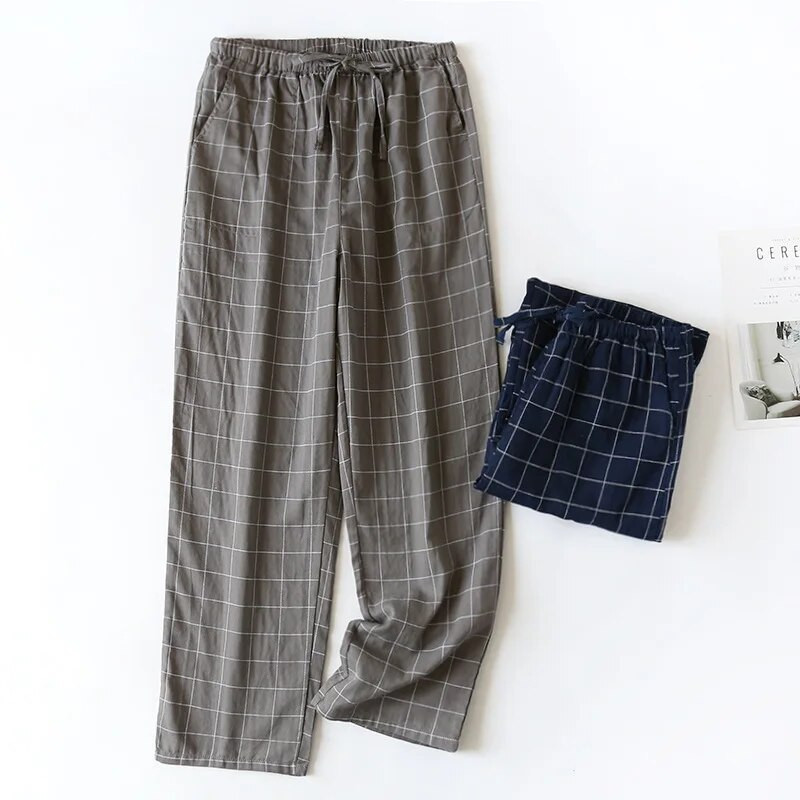 Proljeće i ljeto nove muške hlače 100% pamuk karirane pidžame hlače pamučne ležerne kućne hlače karirane hlače muške pidžame hlače