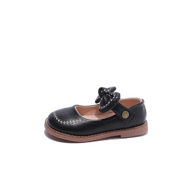 Pavasara rudens meiteņu bantītes ādas apavi Mode Eleganti Kid Mary Jane Flats Black Bērnu baleta kurpes ar āķi un cilpu