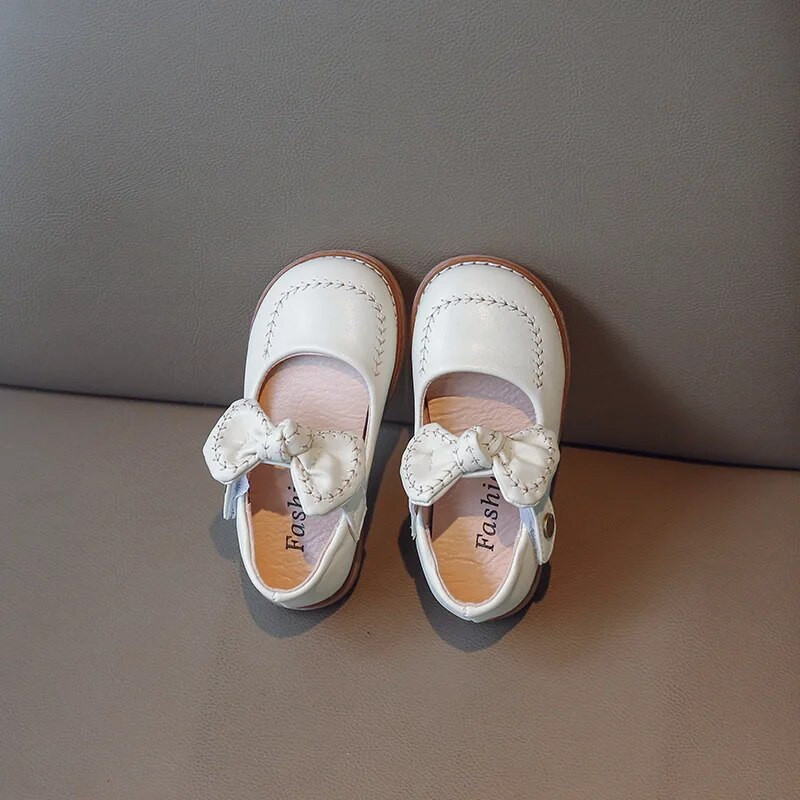 Pavasara rudens meiteņu bantītes ādas apavi Mode Eleganti Kid Mary Jane Flats Black Bērnu baleta kurpes ar āķi un cilpu