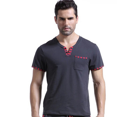 Muška kućna odjeća za slobodno vrijeme Muške seksi pamučne uske noćne majice kratkih rukava Majice za spavanje Marka WJ