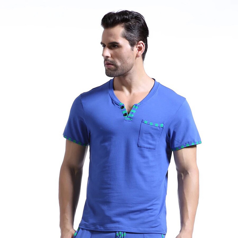 Muška kućna odjeća za slobodno vrijeme Muške seksi pamučne uske noćne majice kratkih rukava Majice za spavanje Marka WJ